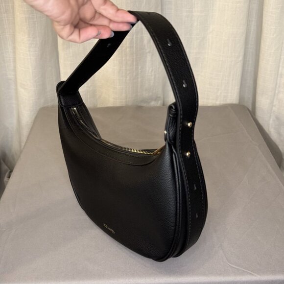 Crescent Crossbody Adjustable Shoulder/Clutch Bag, Black, Vegan Leather, NWOT - Picture 3 of 9